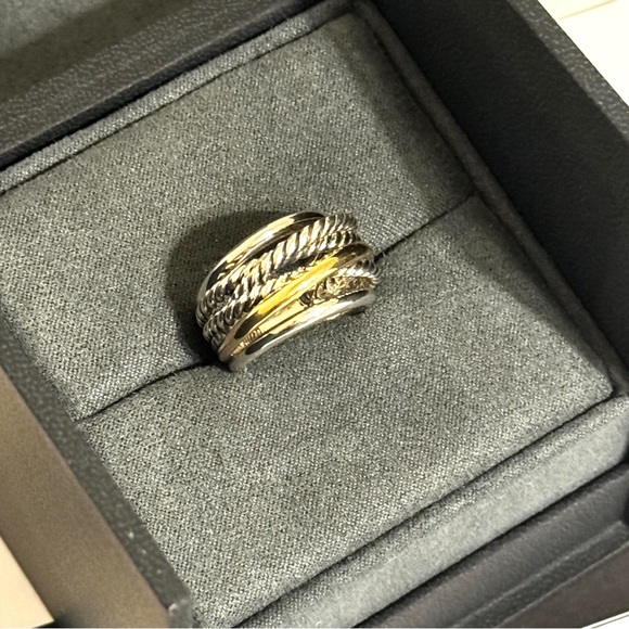 David Yurman Jewelry - DAVID YURMAN Crossover Ring Sterling Silver with 14K Yellow Gold Sz 7